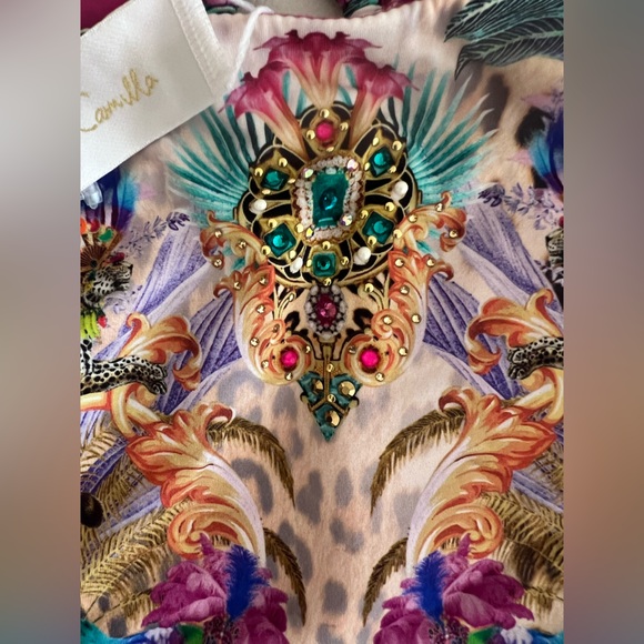 NWT $429 Camilla Mergorou Bandeau one Piece Ring Trim Size S Crystal Leopard - Picture 10 of 15